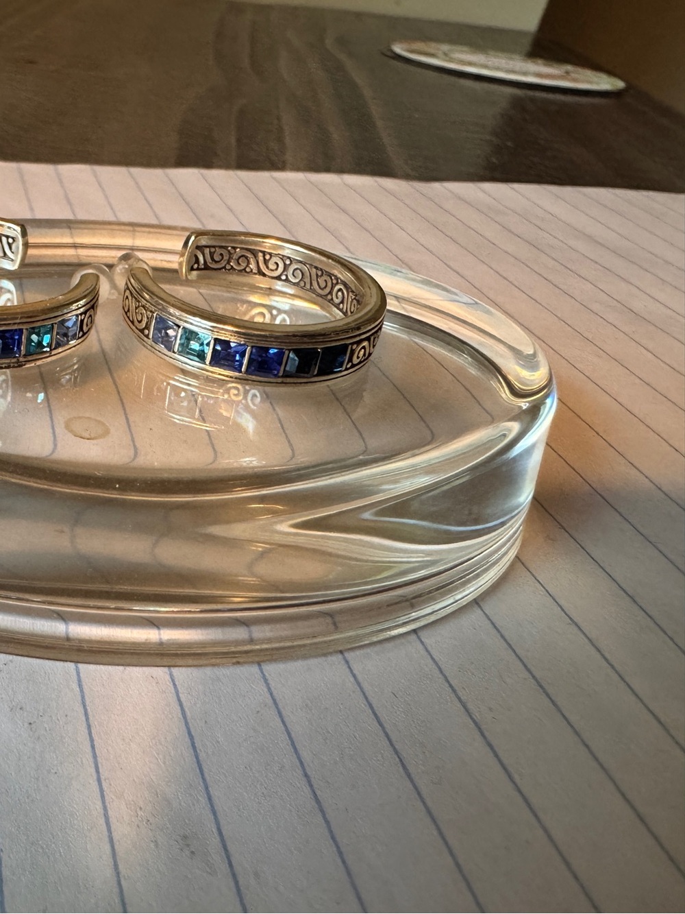 Sterling Silver Blue Inlay Cuff earrings- Women's Jewelry